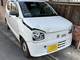 メーカー:スズキ 車両名:アルト 地域:豊中市 個人 男性 ボンネット交換、フロントバンパー交換、右ヘッドライト交換等